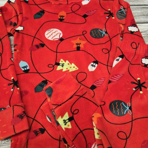 Cat & Jack snuggly soft Christmas string  lights pajamas - Picture 2 of 6